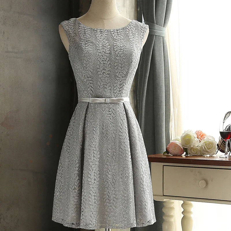 FOLOBE/Винтажные Серые Коктейльные короткие кружевные женские платья для девочек