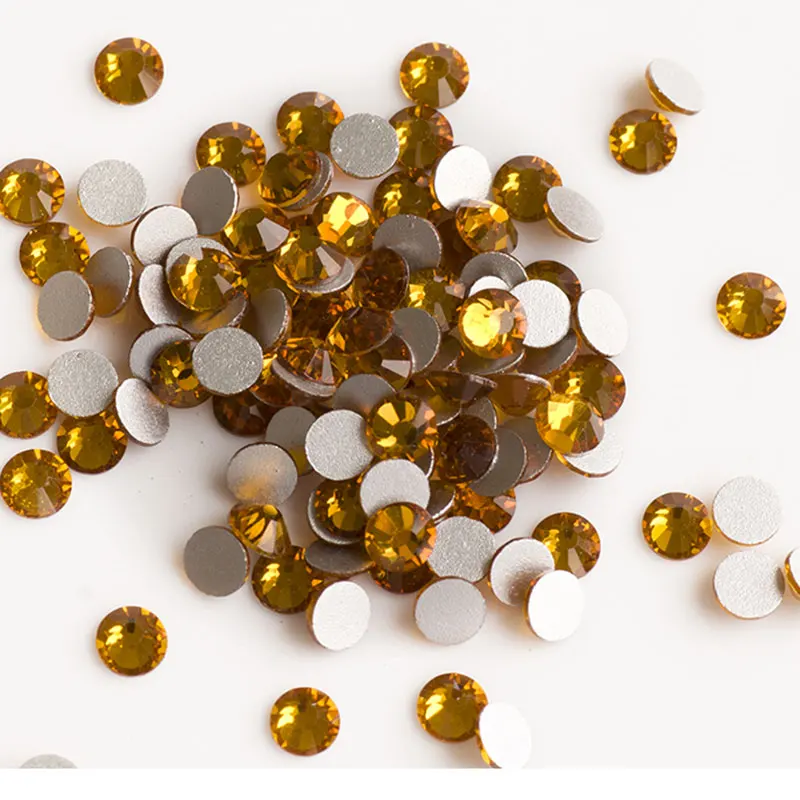 Topaz SS20 цвета, Стразы без горячей фиксации для одежды, спортивная одежда и украшения для дизайна ногтей, плоские с оборота кристаллы, аксессуары из камней - Цвет: Topaz