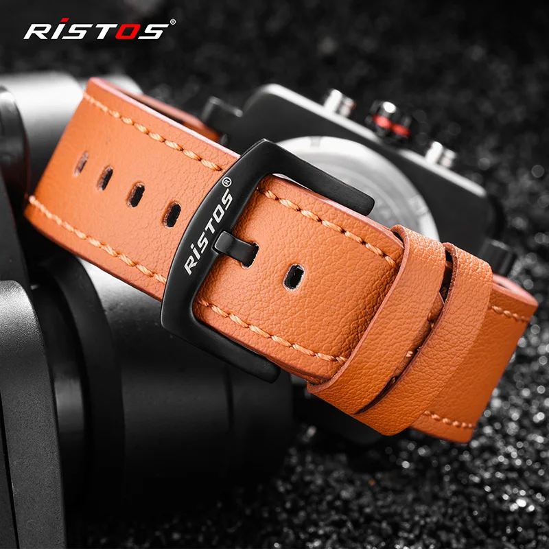 RISTOS военные часы погружение 50 м нейлон и кожаный ремешок светодиодные для мужчин