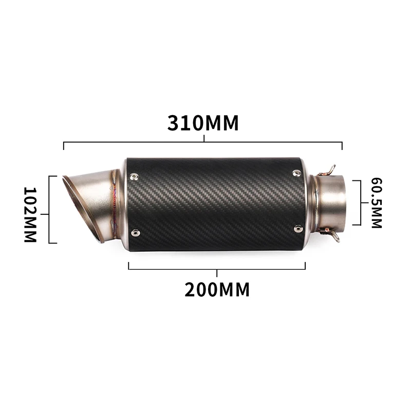 270mm/310mm/370mm/470mm Motorcycle Silencer System Tail Silp on for 60.5mm Motorbike Carbon Fiber Exhaust Muffler Pipe