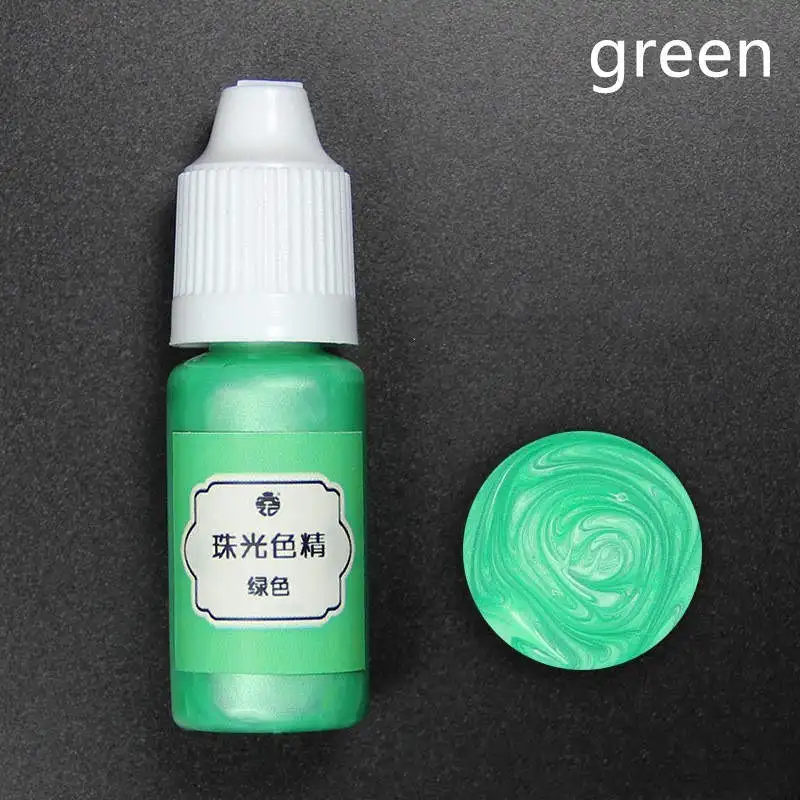 green SNASAN 10 мл жидкий жемчуг смолы пигмент краситель для уф смолы эпоксидной смолы силиконовые формы DIY ювелирных изделий ремесло materia 24 цвета - Цвет: green