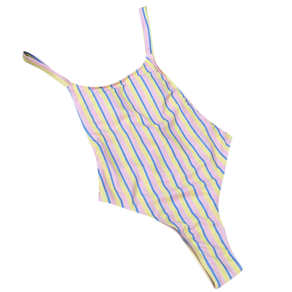 New 2019 Sexy One Piece Swimsuit Female Tri-Color Stripe Bodysuit Brazilian SAGACE Swimwear Women Bathing Suit Swimming Wear | Спорт и
