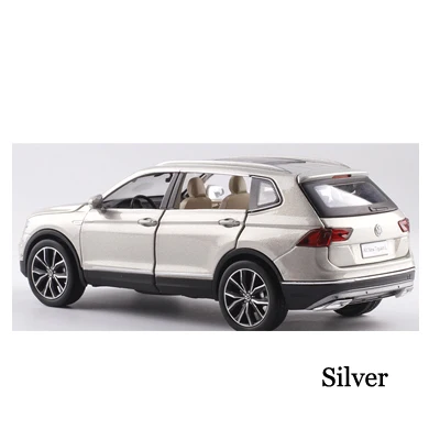 Silver 1/32 Фольксваген Tiguan L SUV, сплав, звук и светильник, модель автомобиля, 6 дверей, может открываться, Игрушечная модель автомобиля для детей, подарки на день рождения - Цвет: Silver