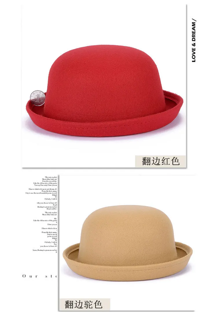 Cute Red Spring Autumn Vintage Dome women fedoras Women's Hat Children Feeling Hat Church Mother and Daughter Hats sun caps