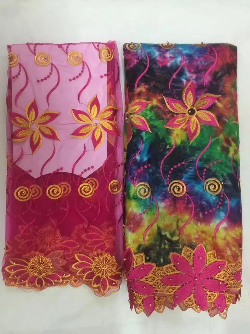 Африканская Базен ткани Высокое качество Riche ткань с вышивкой 2 ярдов тюль