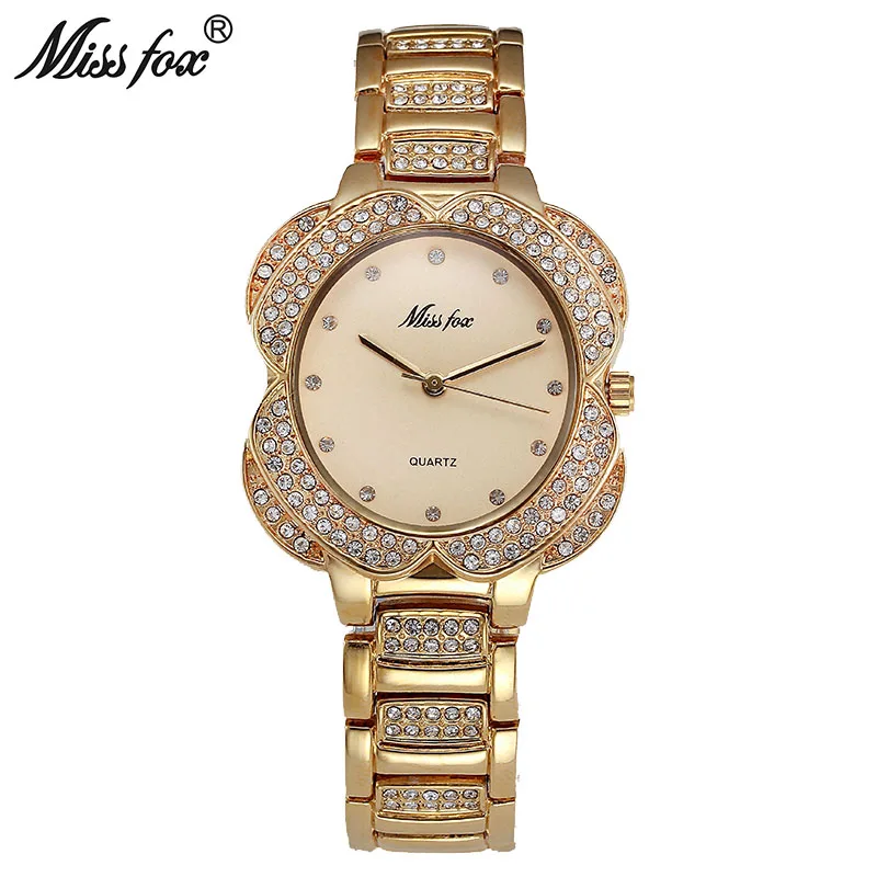 Miss Fox Роскошные женские наручные часы со стразами модные повседневные Брендовые
