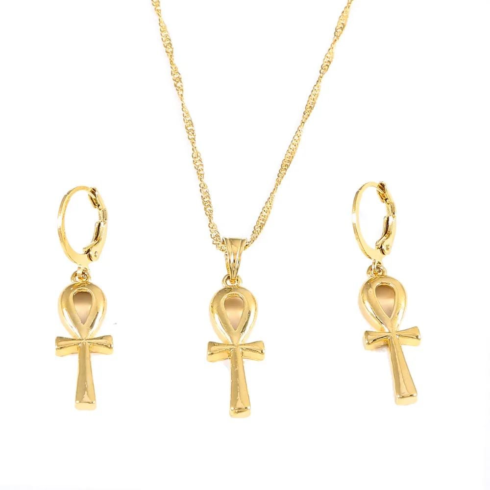 Египетский Анкх комплект ювелирных изделий с крестом для женщин подвески