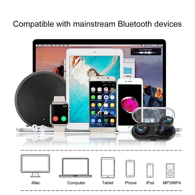 Bluenin Q18 TWS синие зубные наушники мини беспроводные Bluetooth с зарядным боксом