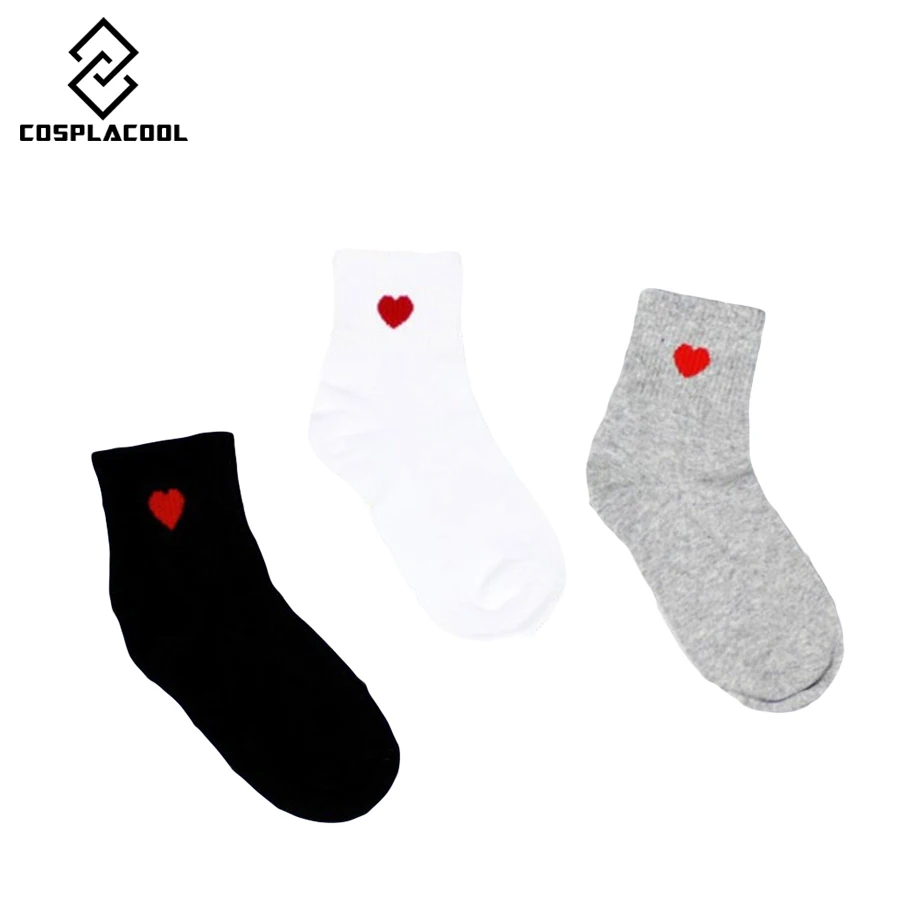 [Cospacool] вышитый конверт в форме сердца Однотонные Женские Носки с рисунком Милые