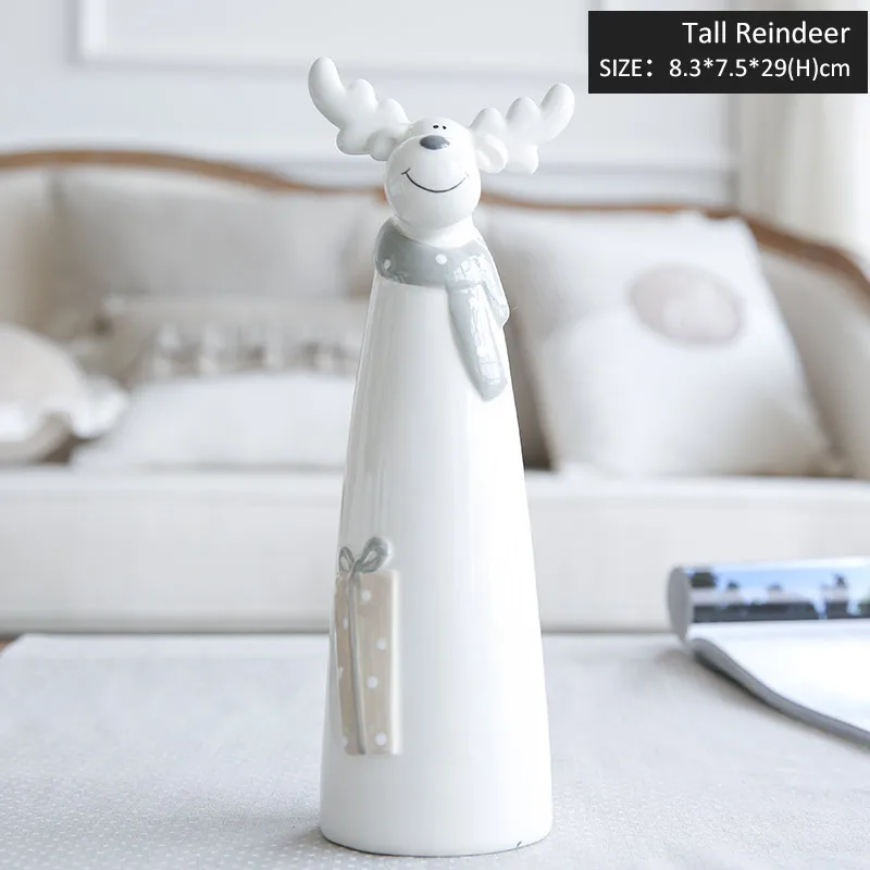 Tall Reindeer Miz 1 шт керамические украшения для рождества кукла рождественский подарок для детей Санта-Клаус Олень фигурка 2 размера - Цвет: Tall Reindeer