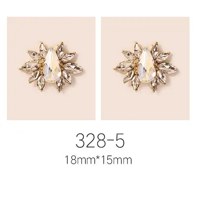 328-5 10pcs/lot super big luxury metal Nail art jewelry drop tears Rhinestone flower nails parts decorations Manicure Nail Accessories - Цвет: 328-5