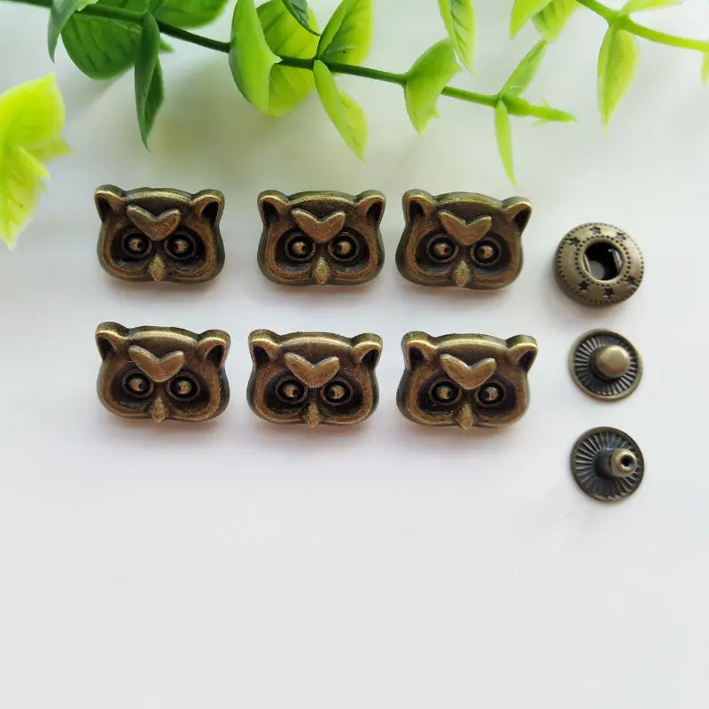 6 комплектов Сова цинковый сплав защелкивающаяся застежка пресс-шпилька швейная