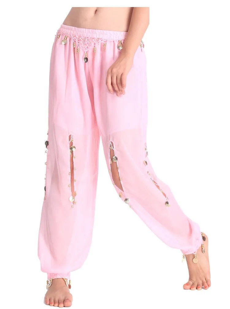 pink Танцевальные брюки для живота, 9 цветов, блестящие костюмы для танца живота, профессиональные индийские танцевальные костюмы - Цвет: pink