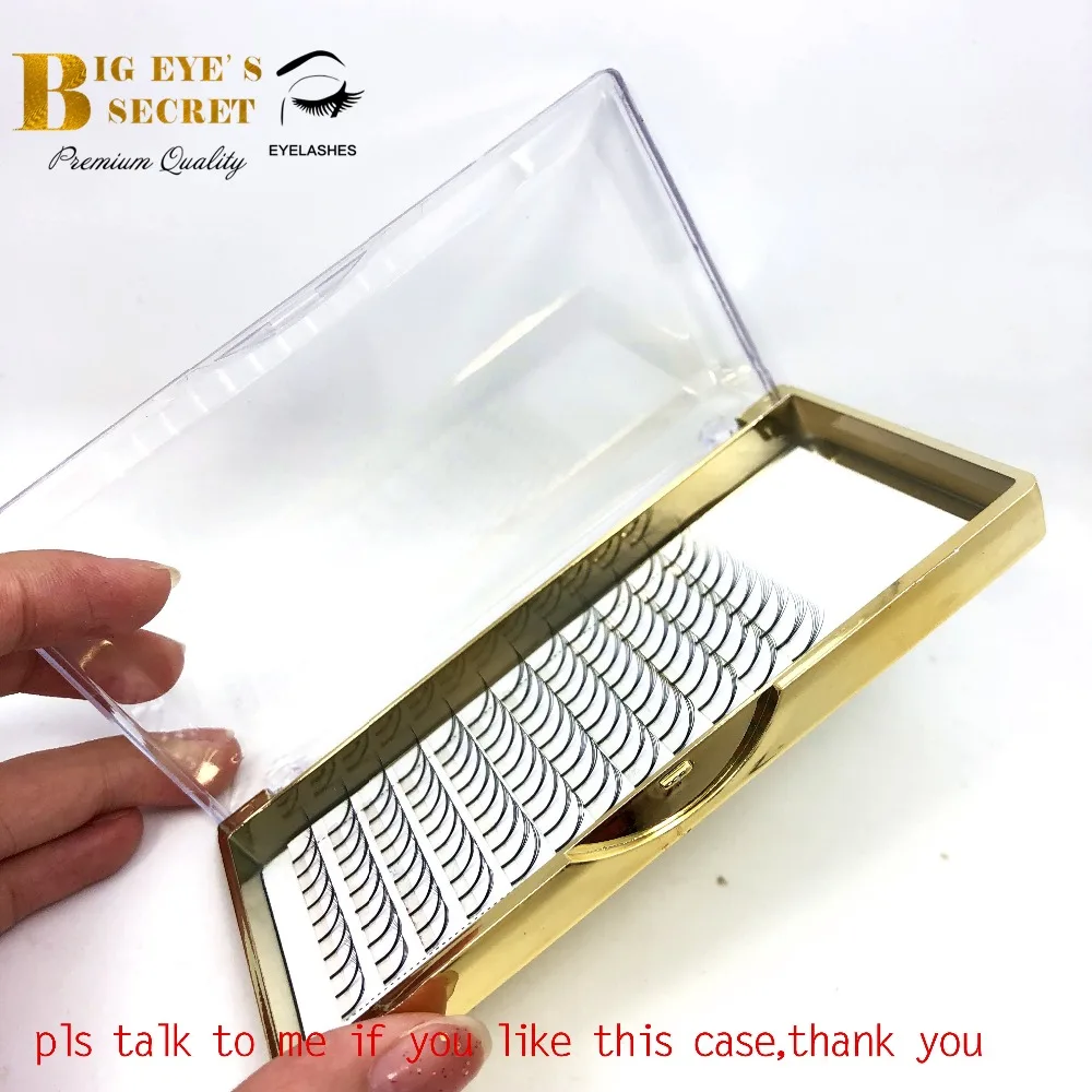 gold case For individual lashes Volume Eyelashes Premade Fans Eyelashes Extensions professional packages luxury shinning cases