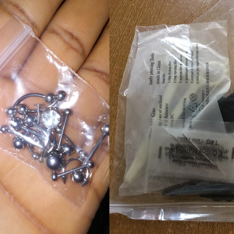 29 шт. набор для пирсинга носа губ|tongue piercing needle|lip ringstongue |
