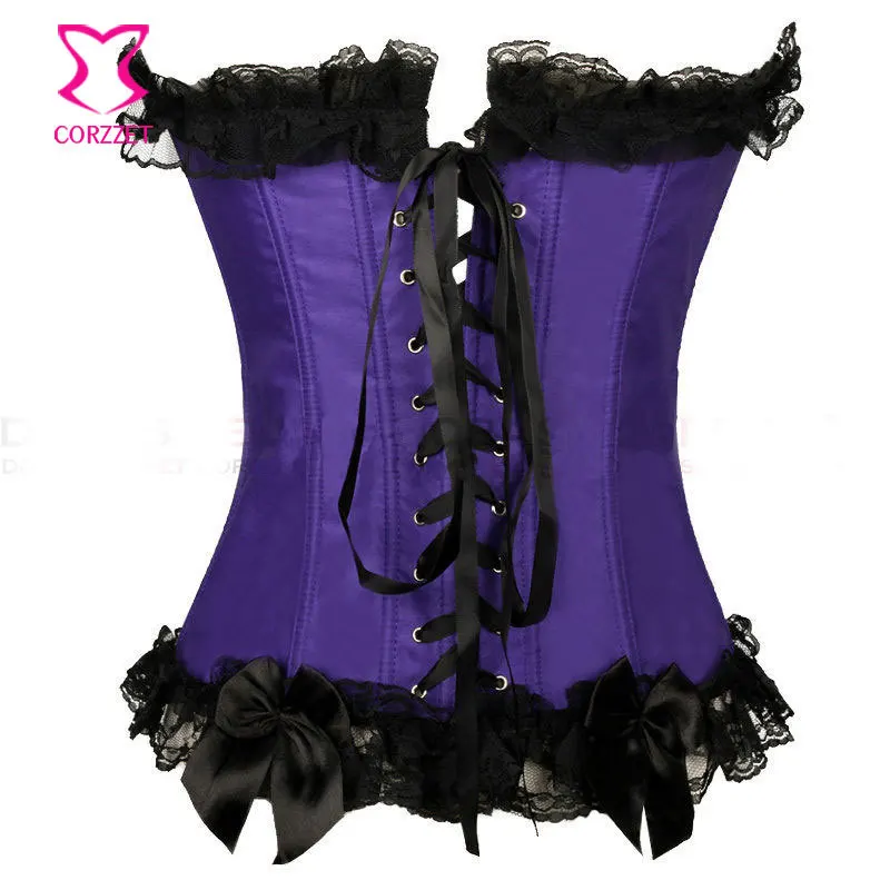 6XL фиолетовый Атласный лоза Флокирование бюстье сексуальный корсет
