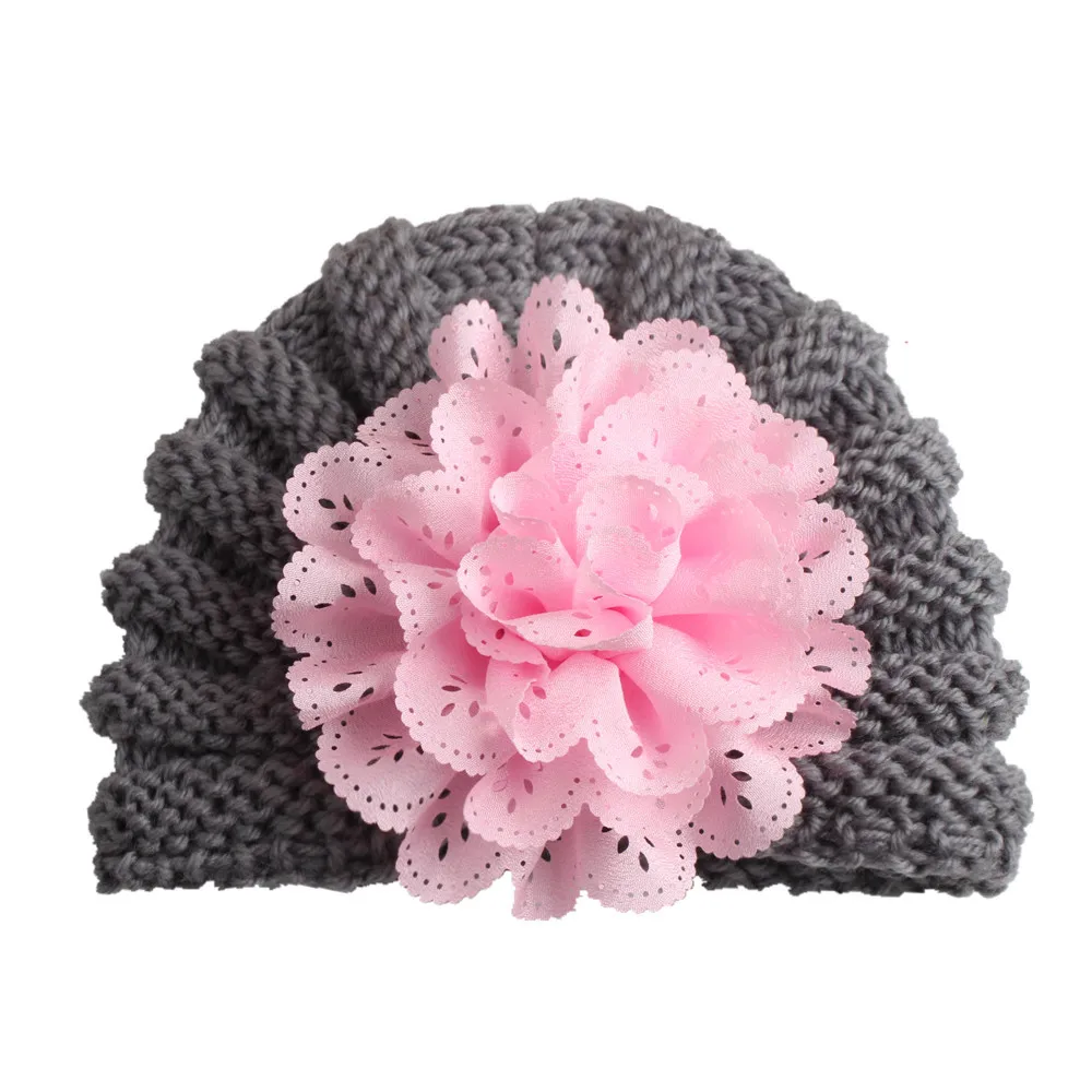 Распродажа 1 шт. 2017 детская шапка вязаная с большим цветком шапка|girls cap|cap girlknitted cap