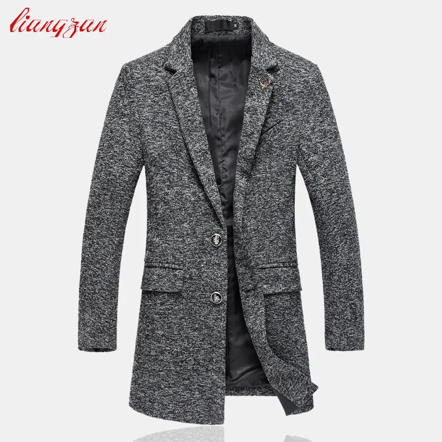 Мужское шерстяное пальто Новое поступление Осень зима приталенное средней длины