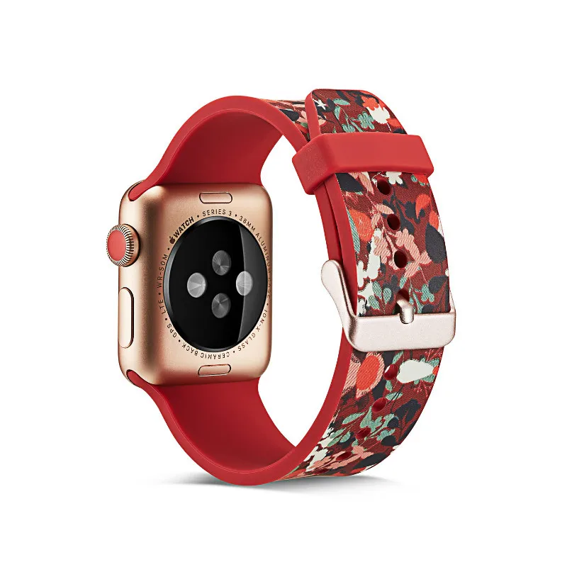 Ремешок с принтом для Apple watch 6 band 44 мм 40 силиконовый браслет iWatch 38 42 series 5 4 3 se