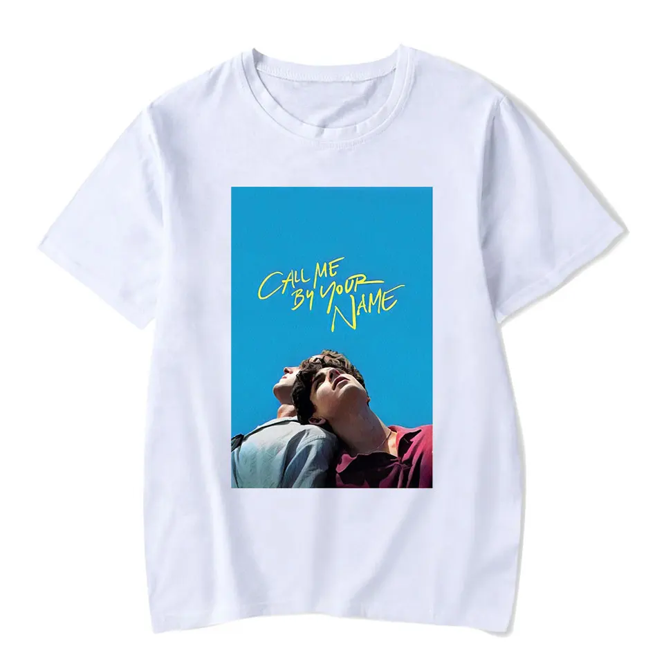 Женская футболка с коротким рукавом и надписью Call Me By Your Name|Футболки| |