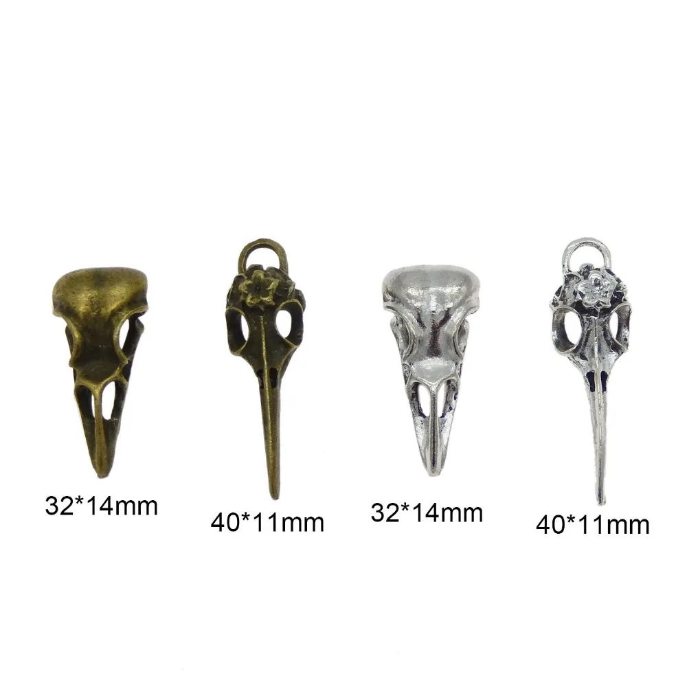 4 шт. винтажные мужские подвески в стиле стимпанк Ворон птица Череп ювелирные