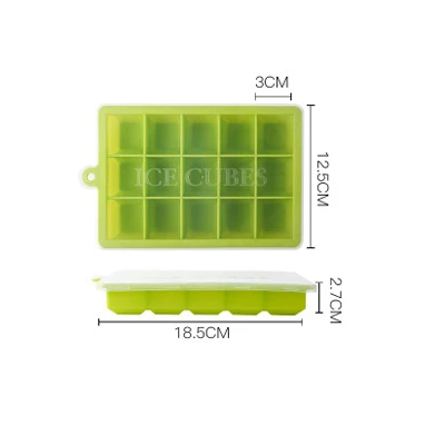 Green with lid ERMAKOVA силиконовый лоток для льда с крышкой, легко снимаемый квадратный лоток для льда, форма для мороженого, форма для желе, пудинга - Цвет: Green with lid