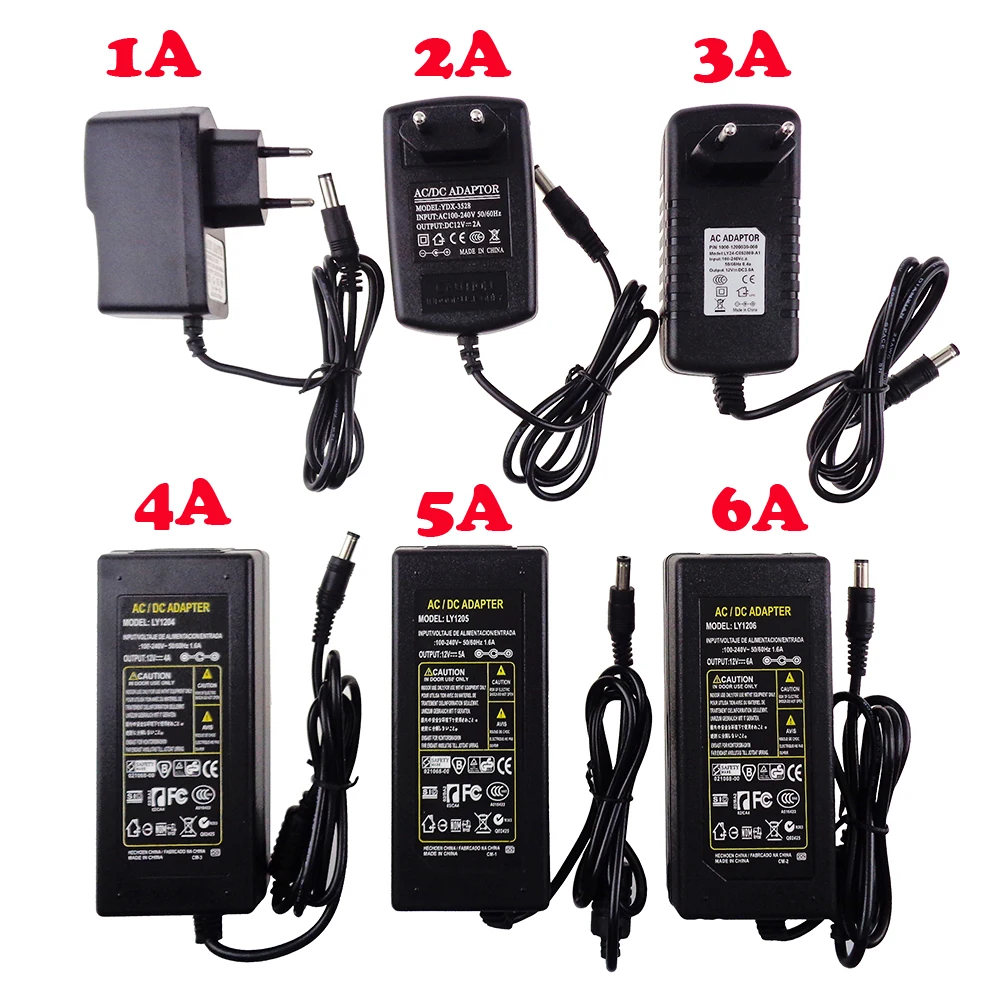 DC 12 В адаптер питания Трансформатор 1A 2A 3A 4A 5A 6A 10A EU/US/UK/AU шнур pl for5050 Светодиодная