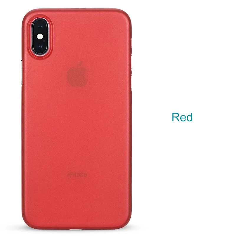 RED 0,3 мм ультра тонкий чехол для телефона для iPhone 6, 6s, 7, 8 Plus, X, Xs, Max, Xr, прозрачный матовый полный Чехол, Жесткий Чехол для ПК, тонкий чехол для телефона - Цвет: RED