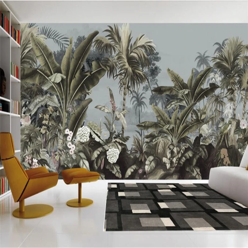 

beibehang Custom 3d Wall paper European Retro Nostalgia Medieval Hand-painted Rainforest Fresco Wall Background Decoration