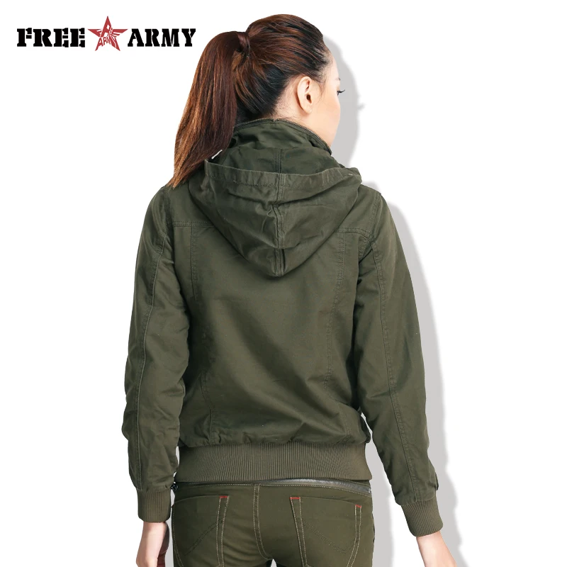 Женская куртка в стиле милитари с воротником стойкой|army green bomber jacket|spring jacket womengreen |
