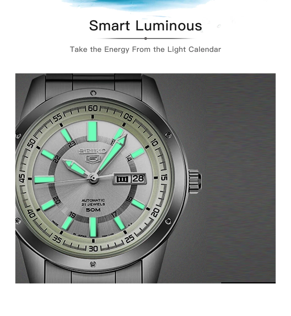 Seiko 5 оригинальные мужские часы модные деловые часы водонепроницаемые светящиеся мужские наручные часы