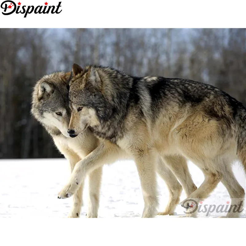 

Dispaint Full Square/Round Drill 5D DIY Diamond Painting "Animal wolf couple" 3D Embroidery Cross Stitch Home Decor Gift A12777