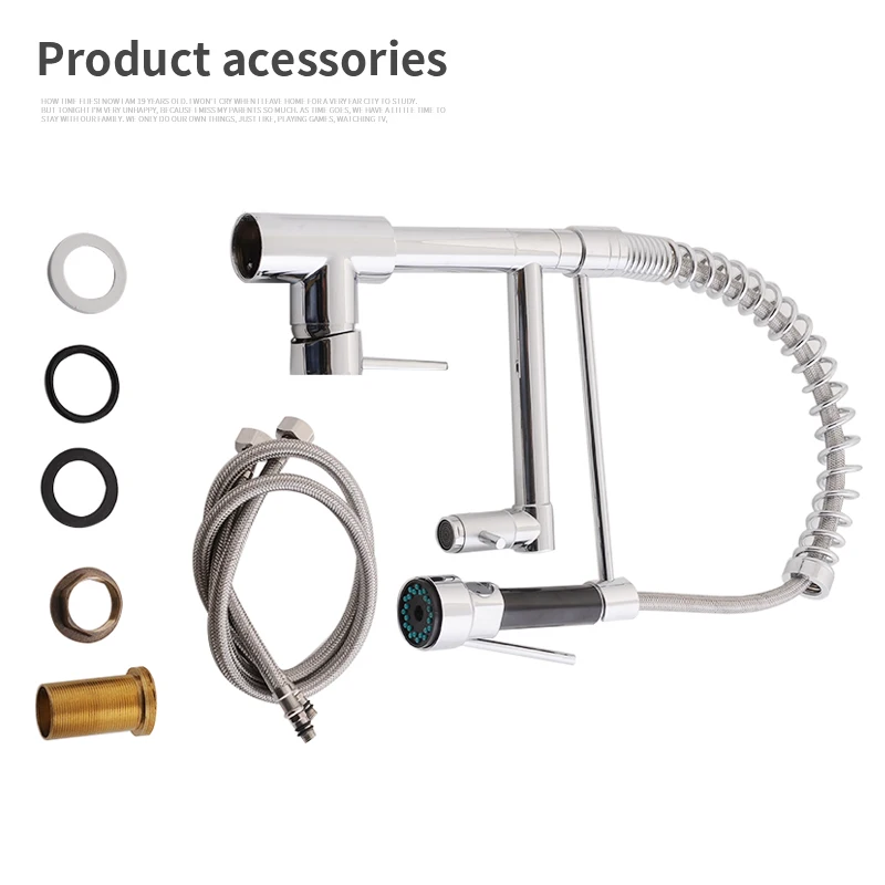 Gisha Spring Kitchen faucet Swivel Spout Single Handle Tap Pull out