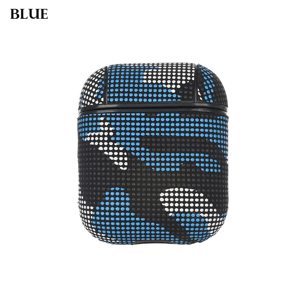 blue Камуфляжный кожаный чехол для наушников Apple Airpods с кнопками чехол для наушников беспроводной чехол для наушников Аксессуары для наушников - Цвет: blue