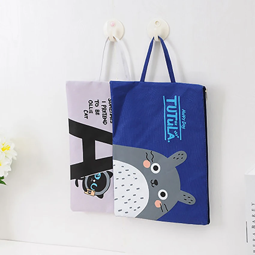 33*24cm Canvas File Folder Durable Zipper Document Bag A4 Paper Storage Organizer Student Stationery Cartoon Pattern Handbag | Канцтовары