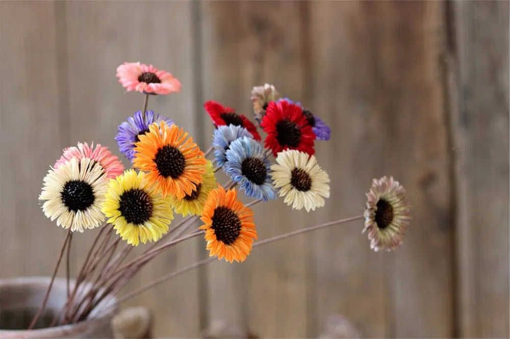 

5pcs Gerbera Jamesonii Bolus Dried Flower with Irom Stem For Wedding Party Home Hotel Decoration DIY Bouquet Project Accessory