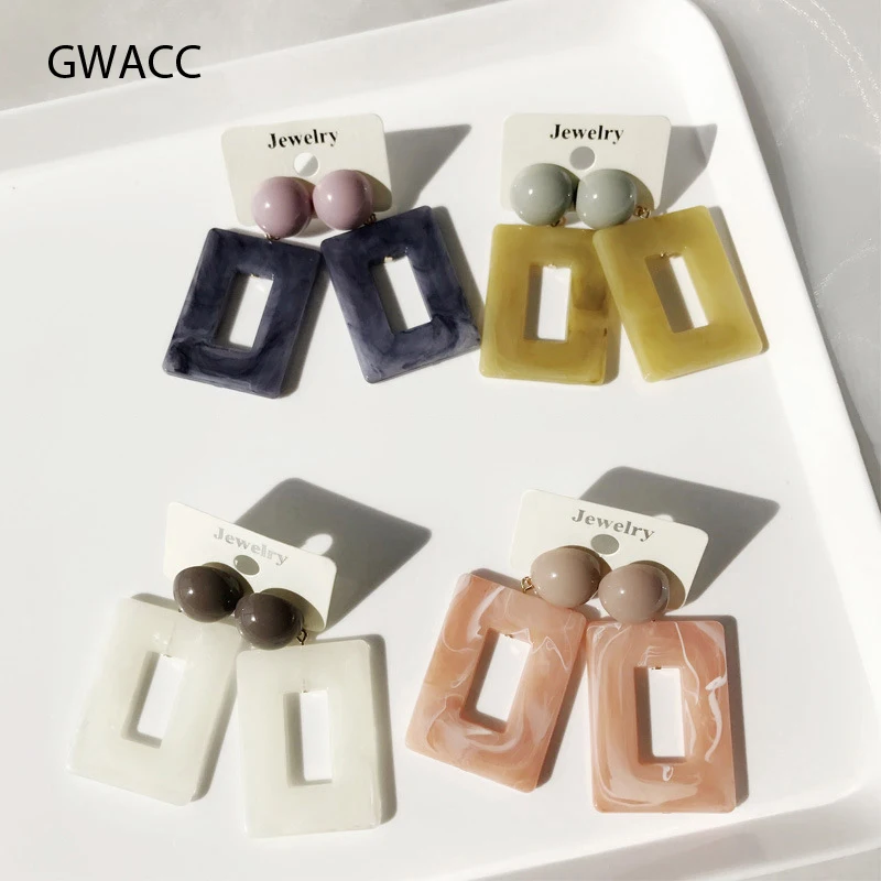 GWACC корейские акриловые большие полые Висячие серьги для женщин модные