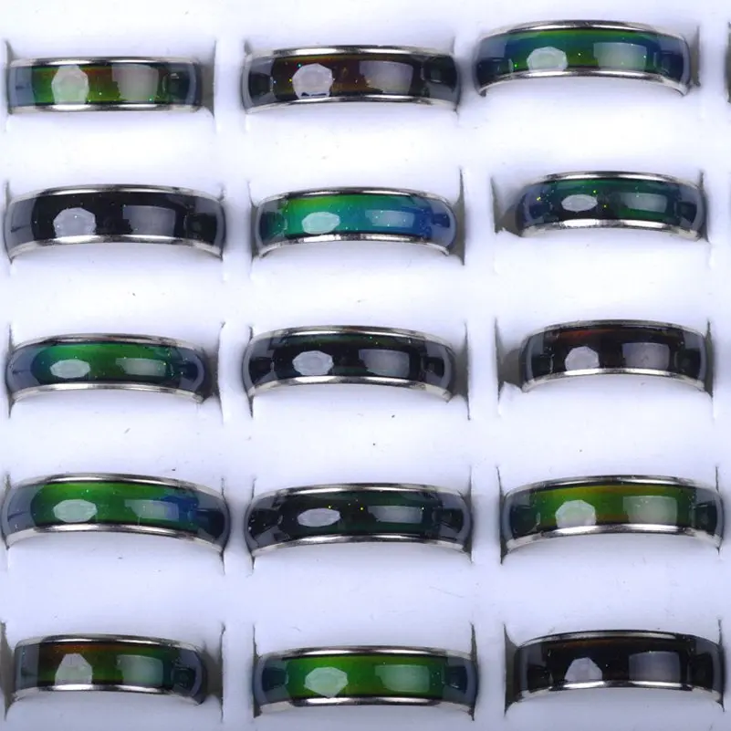 Распродажа Anillos Bulks смешанные Меняющие цвет покрытые кольца настроения