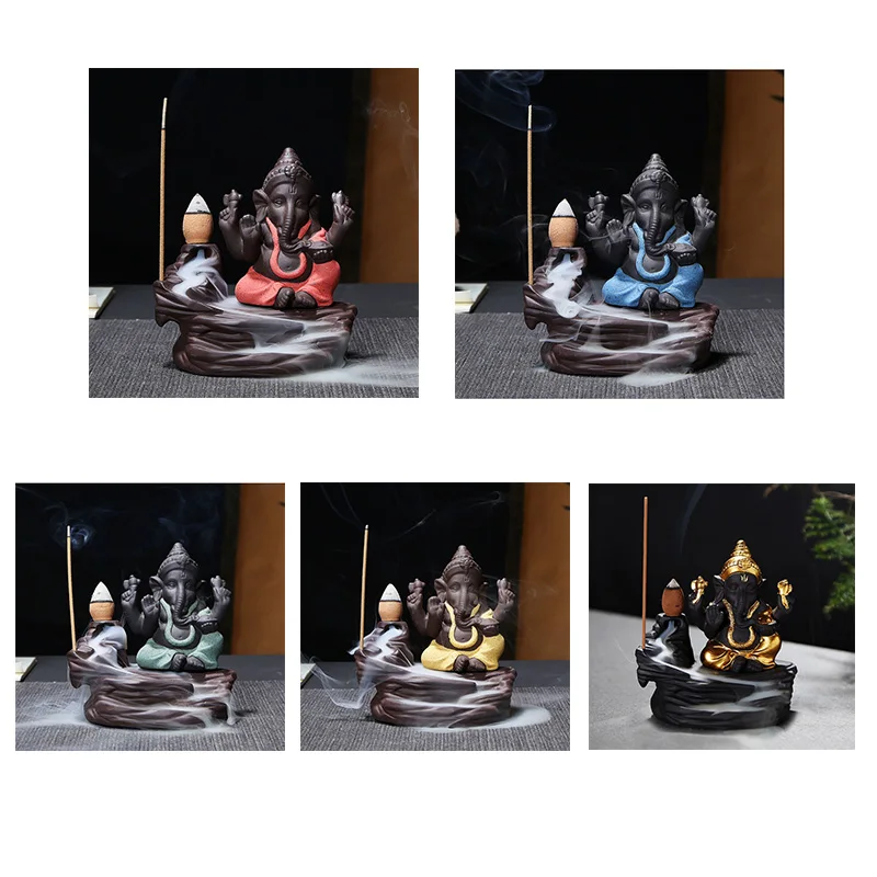 1 шт. благовония горелка слон Бог задний поток ладан конусы палка держатель