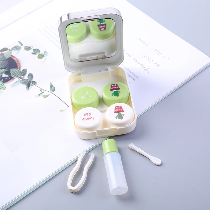 Cute full function Double small cartoon fashion luxury lens box Plastic Mirror Contact Lens Case | Аксессуары для одежды