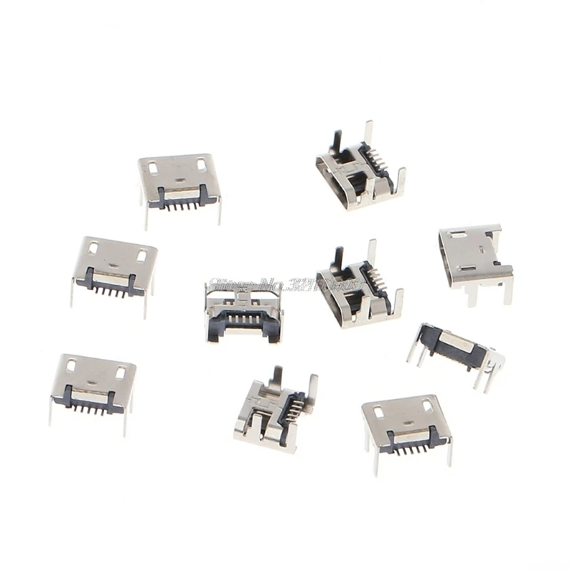 10 шт. разъем Micro USB Type B 5-контактный гнездовой SMD 4 ножки 90 градусов Aug28 оптовая