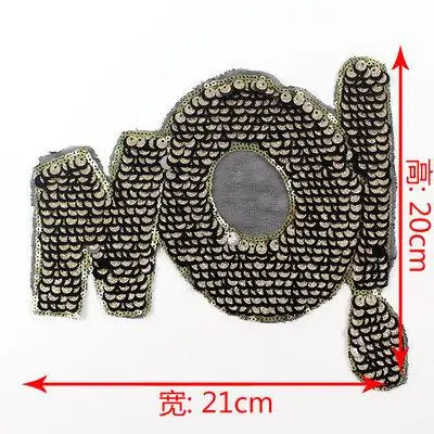 

Vintage Sequin Applique word NO embroidered Patch Applique fabric clothes sequined Patches for clothing parches para la ropa