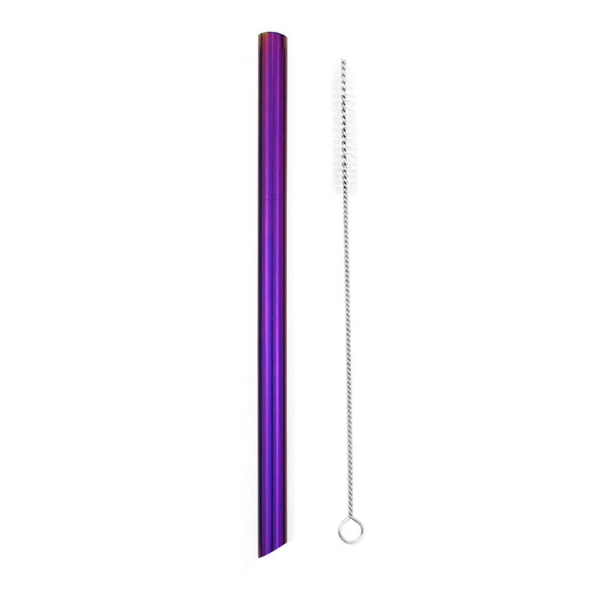 Purple Pointed Металлическая соломинка, соломинка из нержавеющей стали, многоразовые соломинки для питья, 12 мм, смузи, тапиока, жемчуг, скошенный, вечерние, 1 шт - Цвет: Purple Pointed