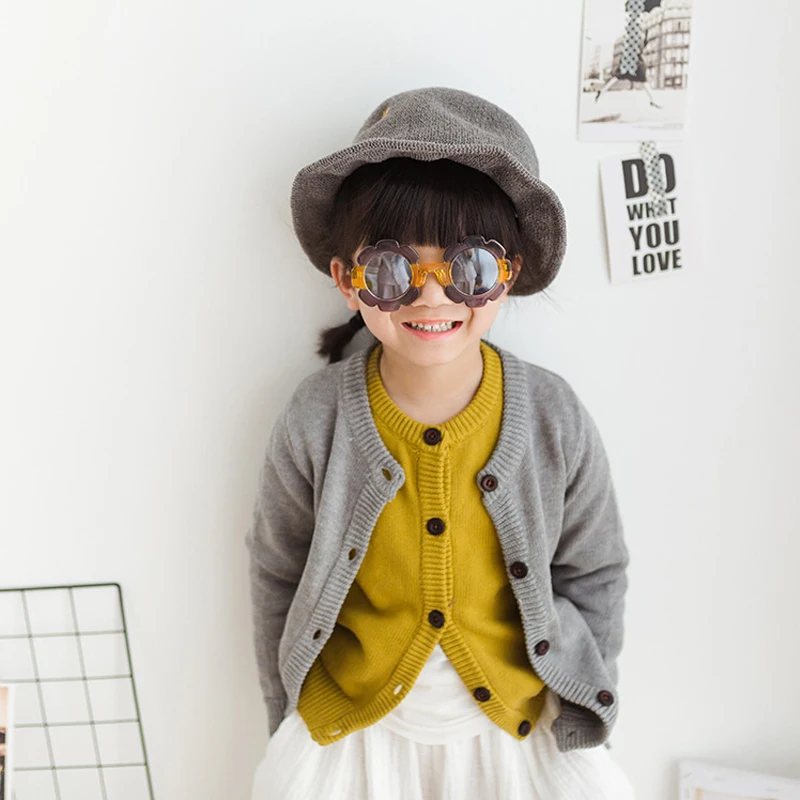 Детский однобортный Кардиган с длинным рукавом круглым вырезом|Свитера| |