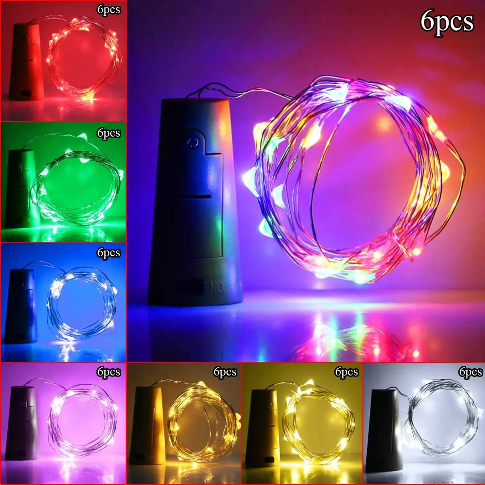 6Pcs/set 2M 20 LED Wine Bottle Cork String Light Christmas Wedding Party Decor Copper Fairy Starry Lamp G6 | Освещение