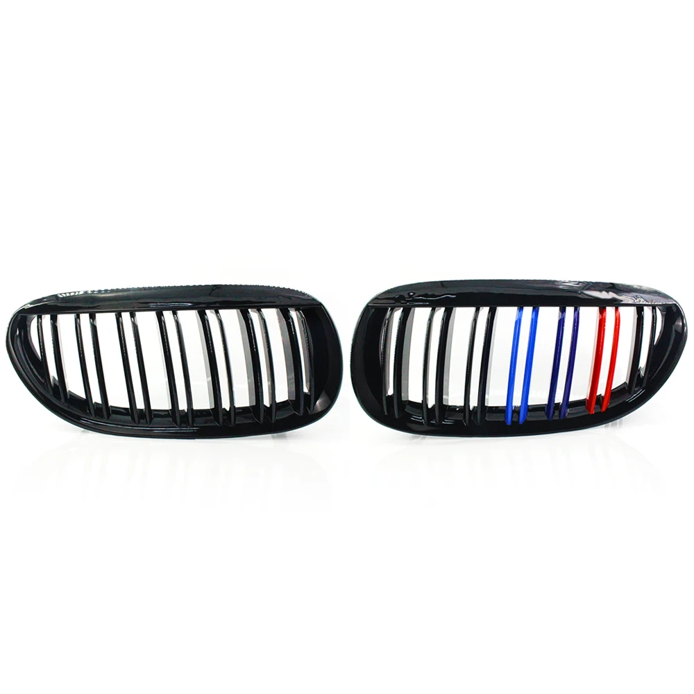 

LH&RH Front Grille M-Color Gloss Black Double Line for BMW E63 Coupe / E64 Convertible / Fit 645ci, 650i and M6 2004-2010 2 DR