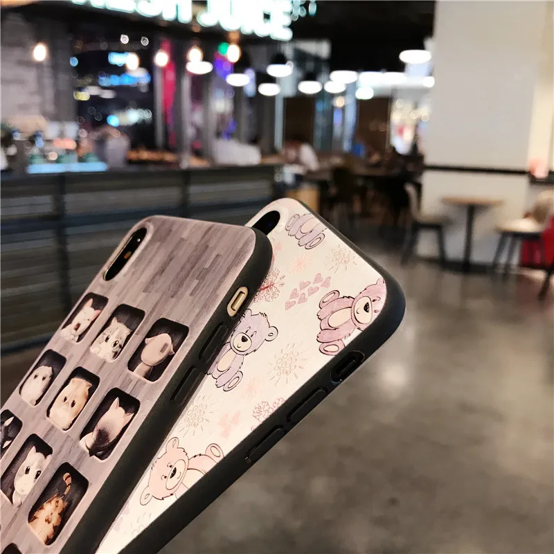 JiBan For iphone X Fashion Cute Love Animal Bear Cat TPU Soft Silicon Back Phone Cover Case Shell Apple 6 6S 7 8 Plus |