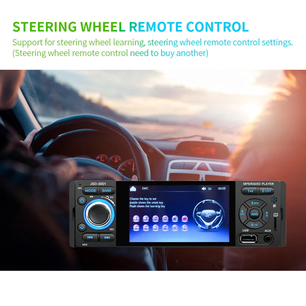 AMPrime 1 din автомобильное радио Зеркало Ссылка Bluetooth Авторадио сенсорный экран авто стерео видео Usb/Aux плеер MP5 с камерой заднего вида