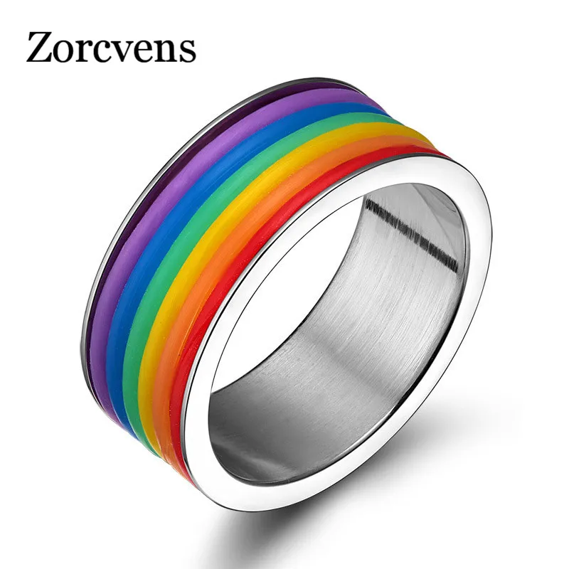 Кольца для мужчин и женщин ZORCVENS кольца из нержавеющей стали с радугой ювелирные
