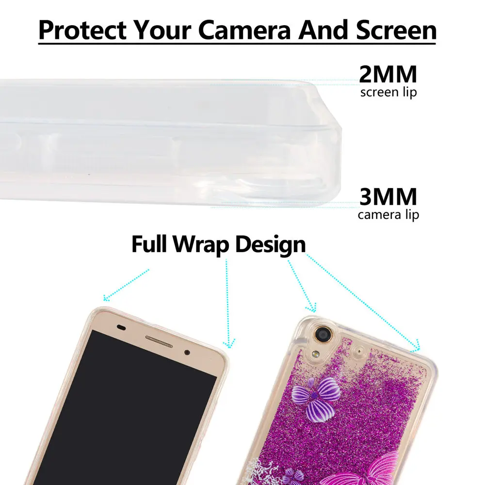 Чехол с зыбучим песком для Huawei Y6II Y6 II Y62 2 чехол телефона жидкими блестками и
